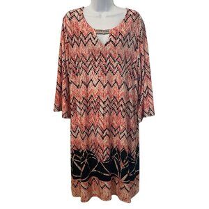 True Envy Womens Geo Print Dress Size 20W Multicolor Metal Collar Accent